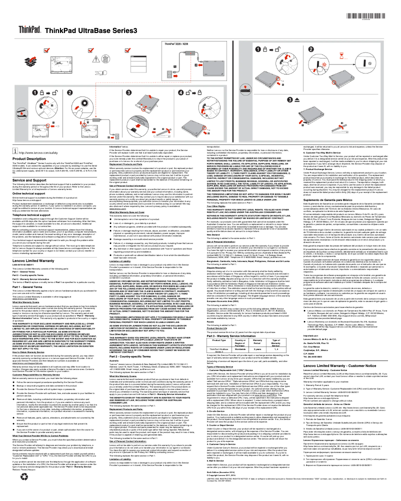 Page 1 de la notice Manuel utilisateur Lenovo 04W1420