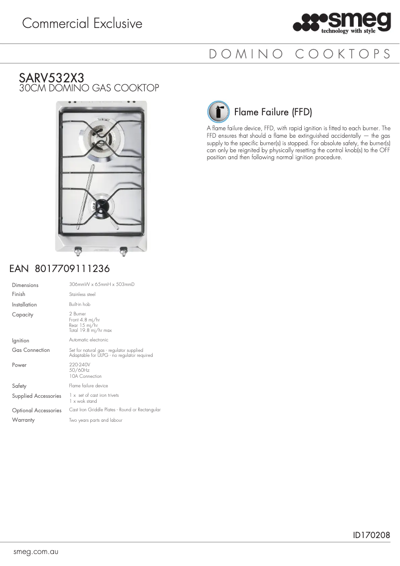 Page n°1 - Fiche technique Smeg SARV532X3