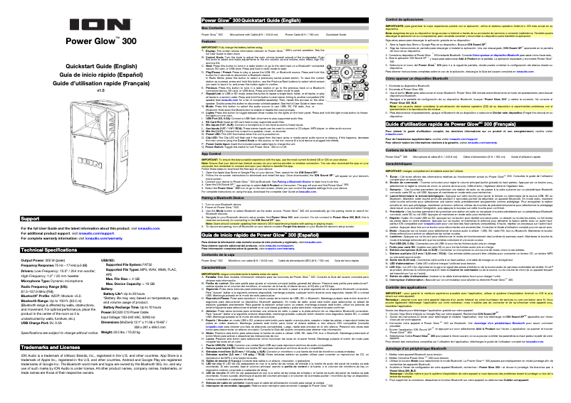 Page n°1 - Guide de démarrage rapide ION Power Glow 300