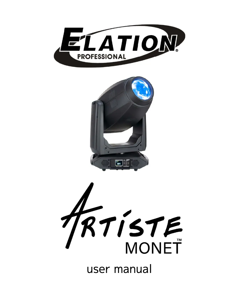 Page 1 de la notice Manuel utilisateur Elation Artiste Monet