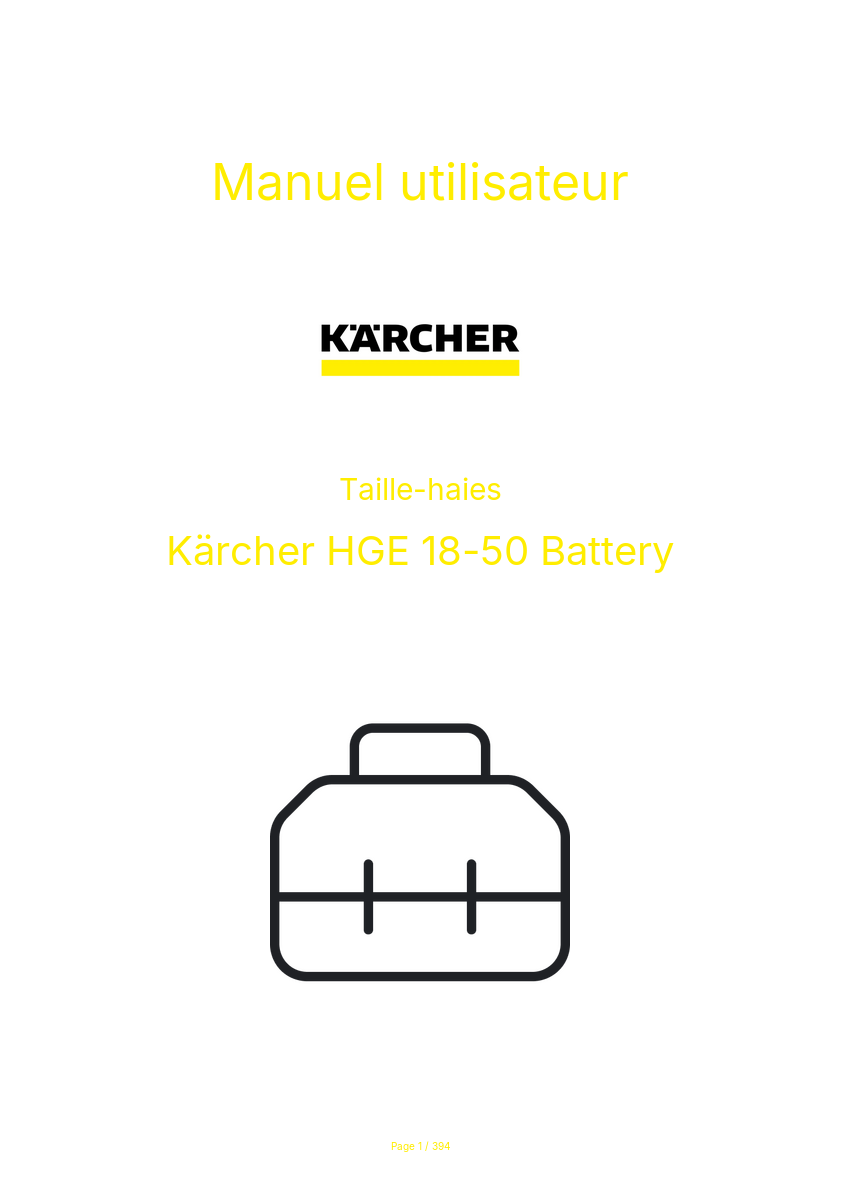 Image de la première page du manuel de l'appareil HGE 18-50 Battery