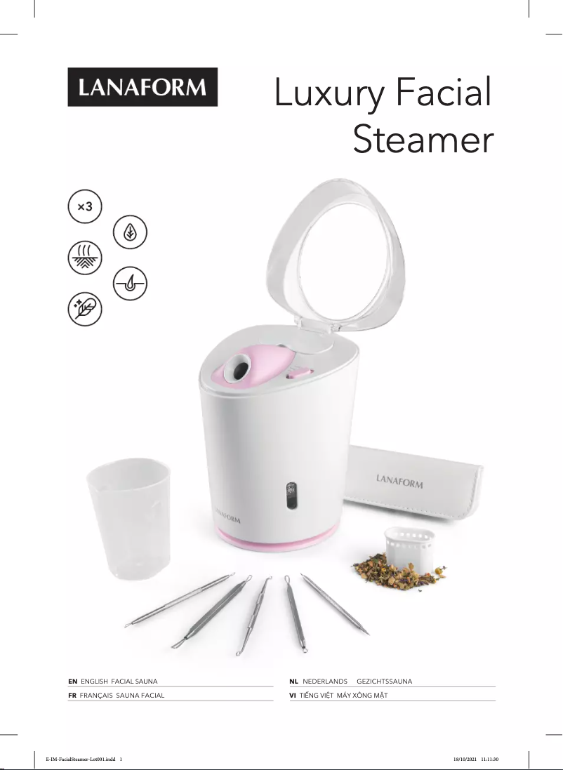 Page 1 of the manual User Manual Lanaform Luxury Facial Steamer