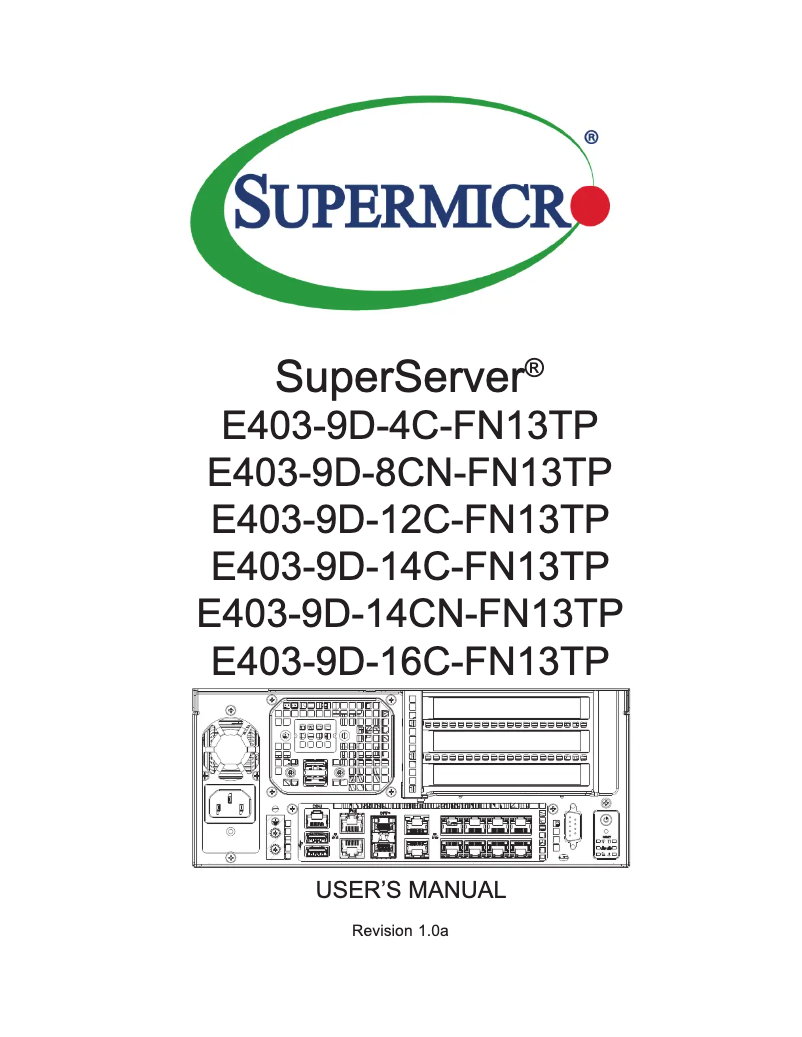 Page 1 de la notice Manuel utilisateur Supermicro SuperServer E403-9D-14CN-FN13TP
