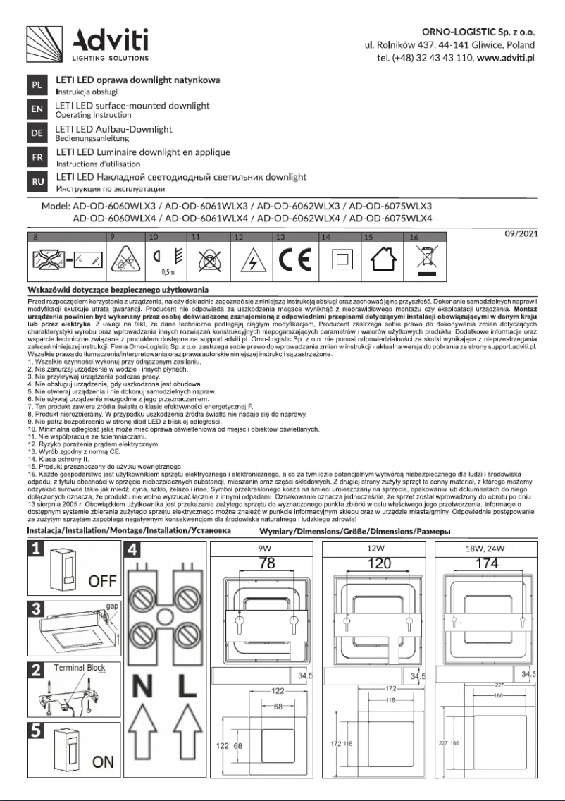 Page n°1 - Manuel utilisateur Adviti AD-OD-6060WLX4