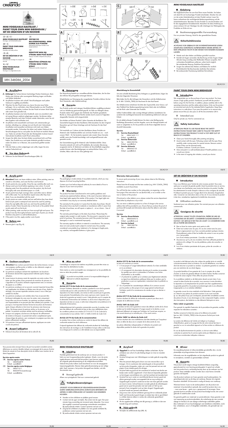 Page n°1 - Manuel utilisateur Crelando IAN 346066