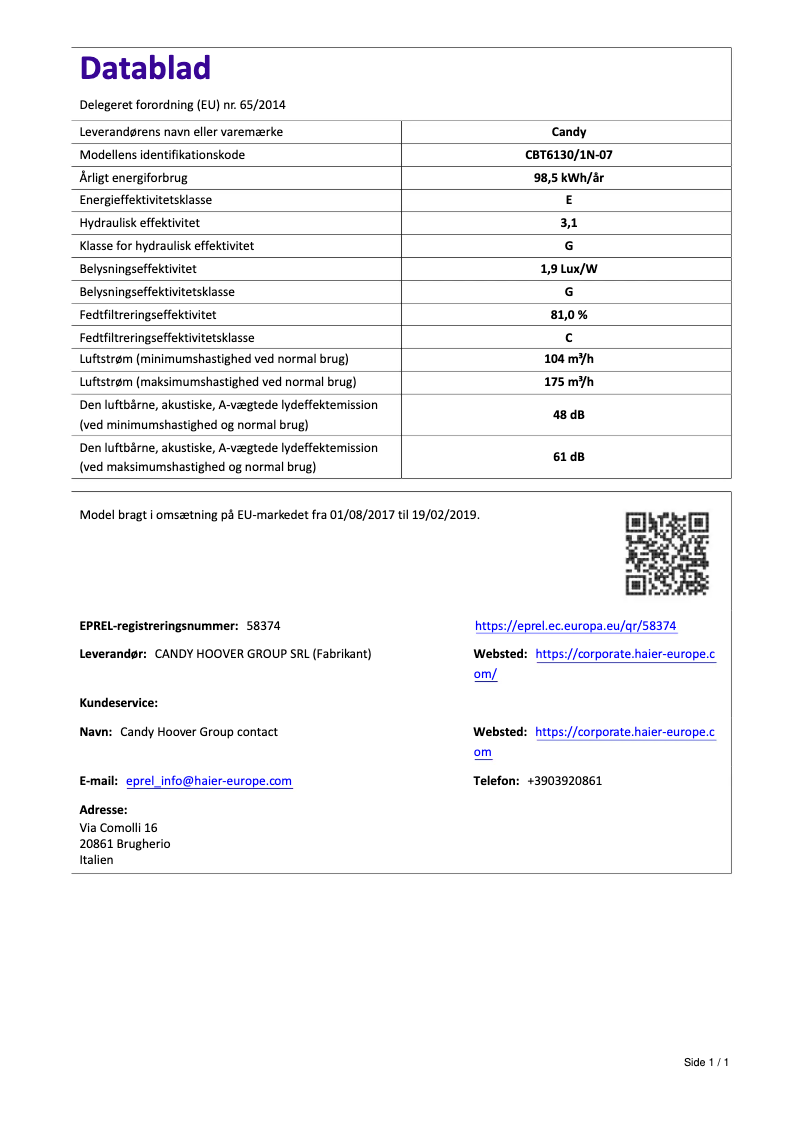Image de la première page du manuel de l'appareil CBT6130/1N-07