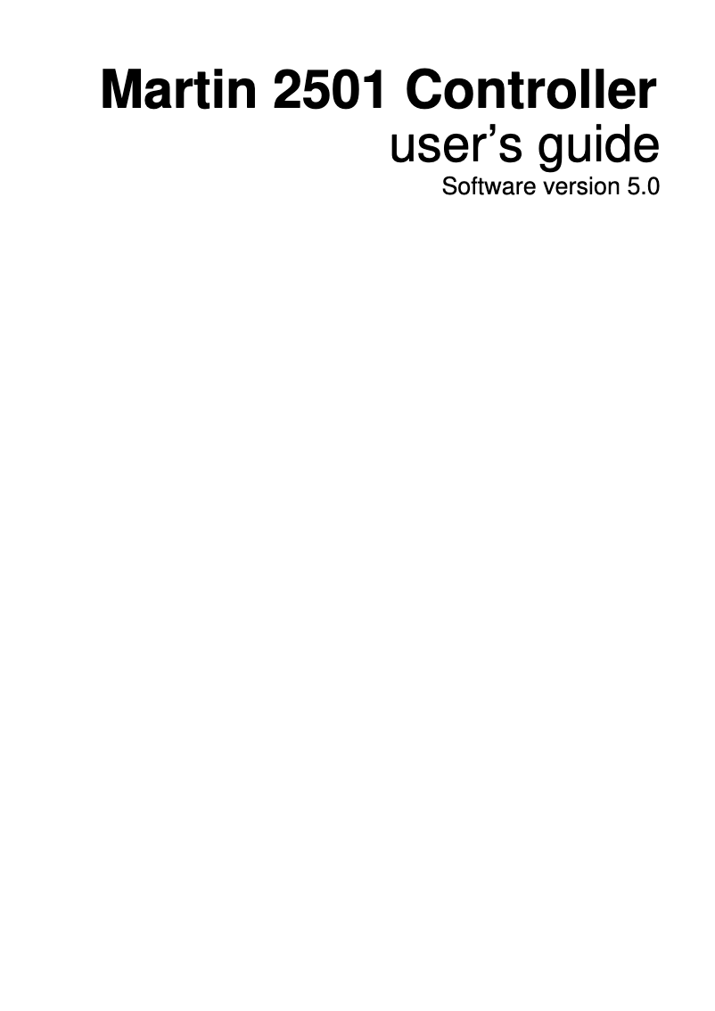 Page n°1 - Manuel utilisateur Martin 2501 Controller