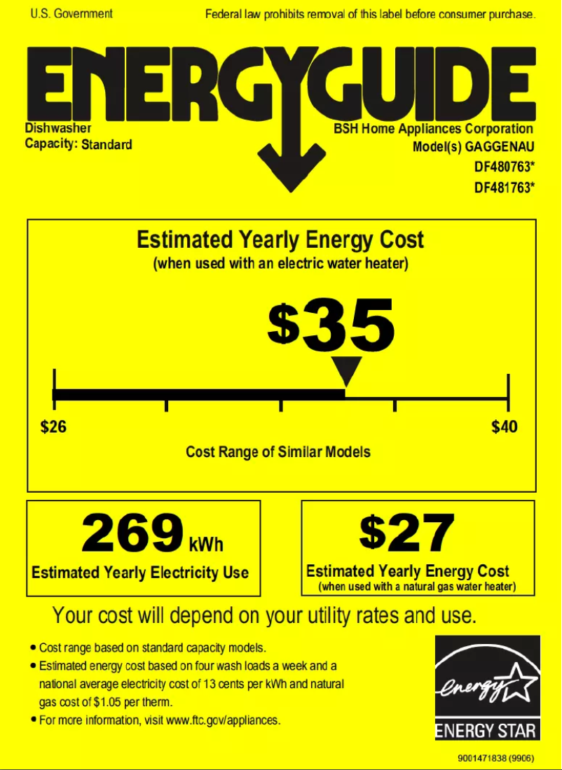 Page 1 de la notice Label énergétique Gaggenau DF480763