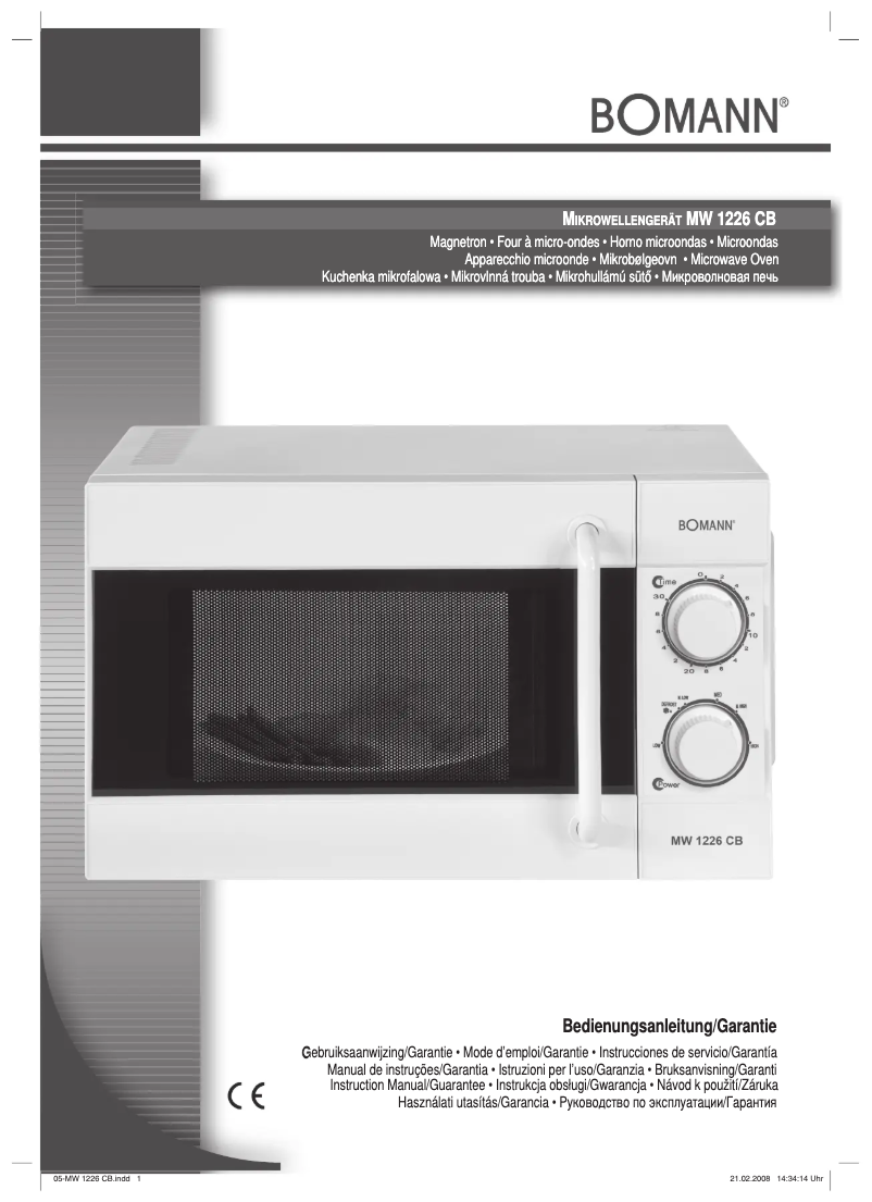 Page 1 de la notice Manuel utilisateur Bomann MW 1226 CB