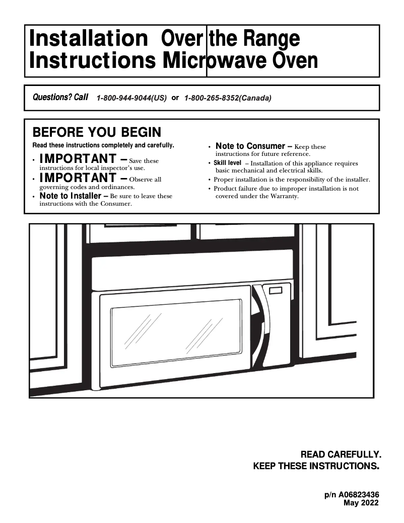 Page n°1 - Guide d'installation Frigidaire FMOS1846BS