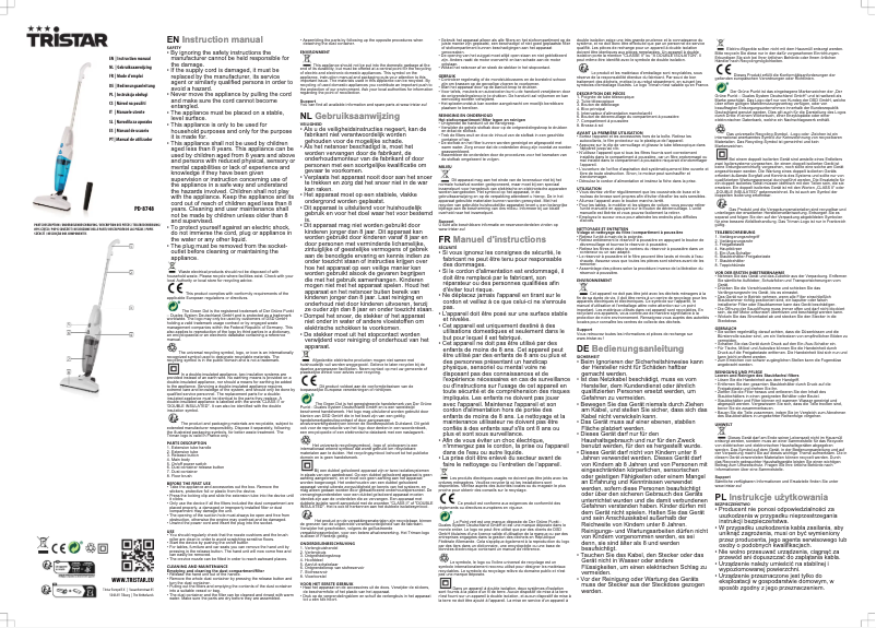 Page 1 de la notice Manuel utilisateur TriStar PD-8748