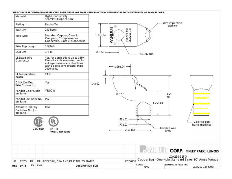 Page n°1 - Manuel utilisateur Panduit LCA250-12F-X