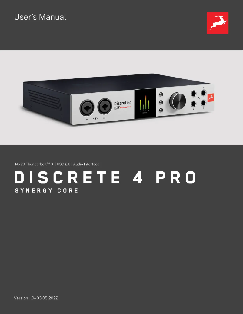 Page 1 de la notice Manuel utilisateur Antelope Audio Discrete 4 Pro