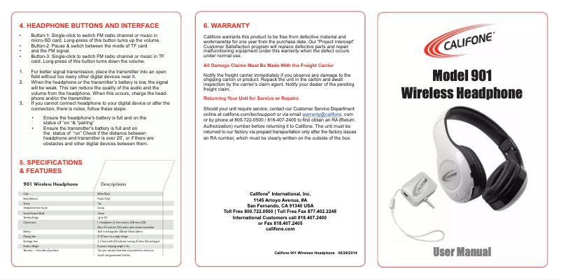 Image de la première page du manuel de l'appareil 901