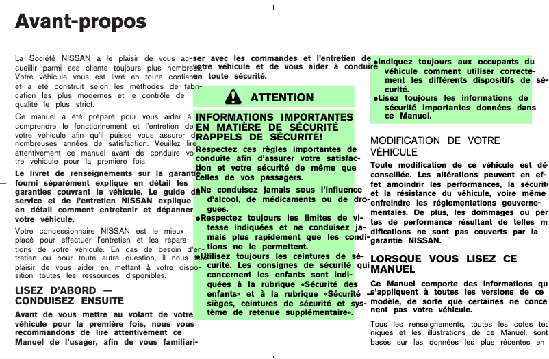 Image de la première page du manuel de l'appareil Murano (2005)