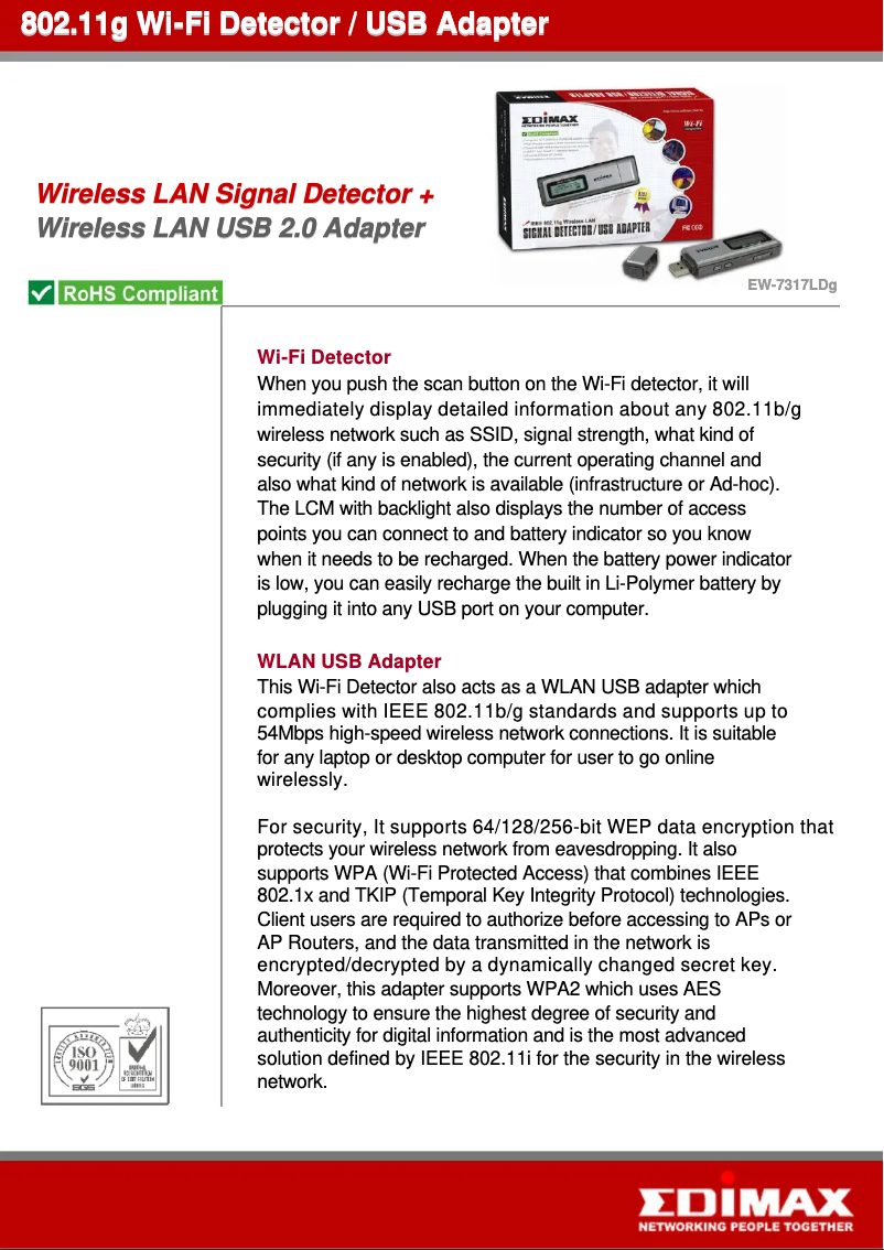Page n°1 - Fiche technique Edimax EW-7317LDg