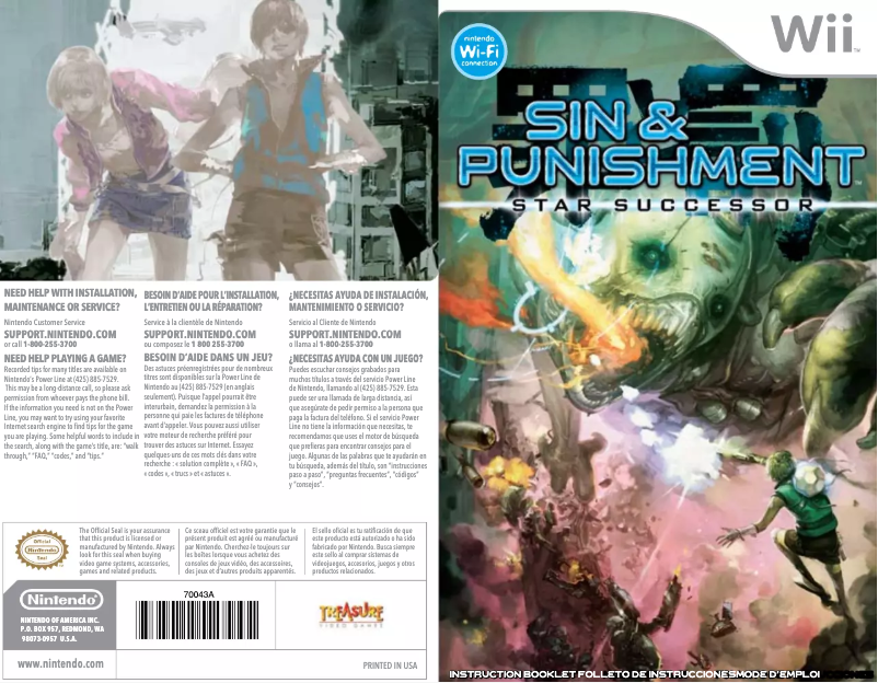 Page 1 de la notice Manuel utilisateur Nintendo Sin and Punishment - Star Successor (Wii)