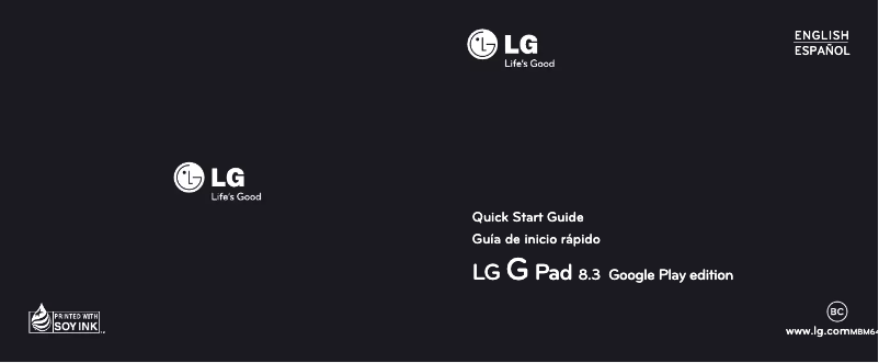 Page 1 de la notice Manuel utilisateur LG G Pad 8.3 Google Play edition