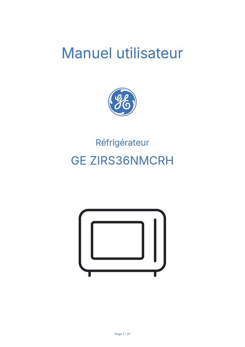 Image de la première page du manuel de l'appareil ZIRS36NMCRH