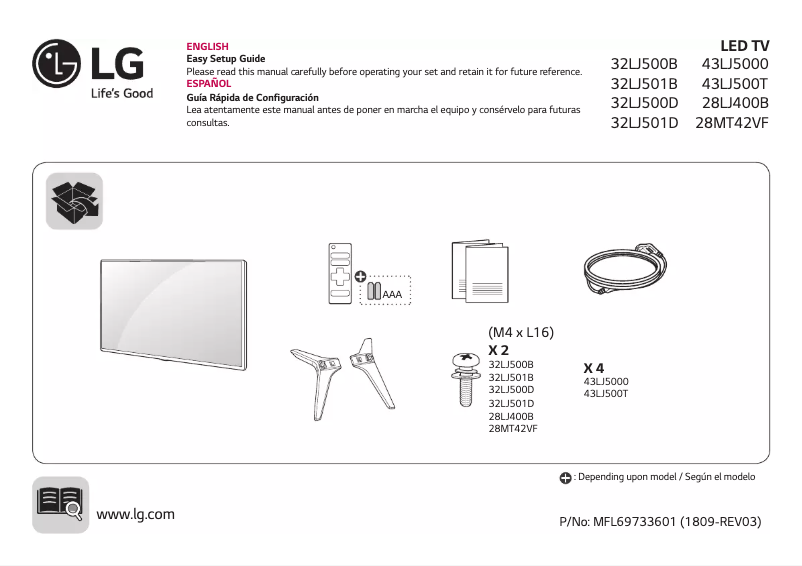 Page 1 de la notice Manuel utilisateur LG 32LJ501B