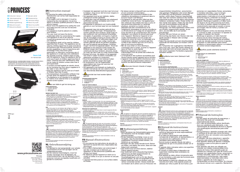 Page 1 de la notice Manuel utilisateur Princess Panini Grill 112415