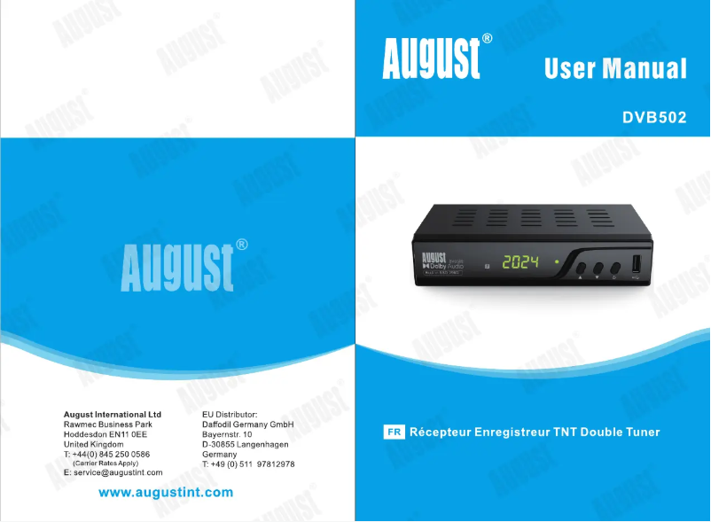 Page n°1 - Manuel utilisateur August DVB502