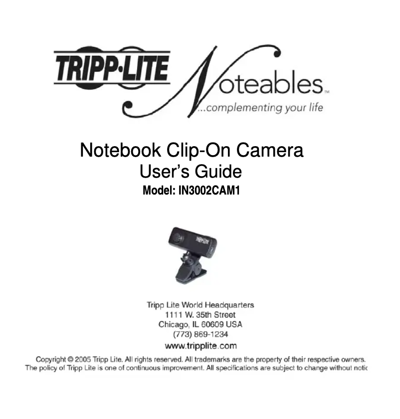 Page n°1 - Manuel utilisateur Tripp Lite IN3002CAM1