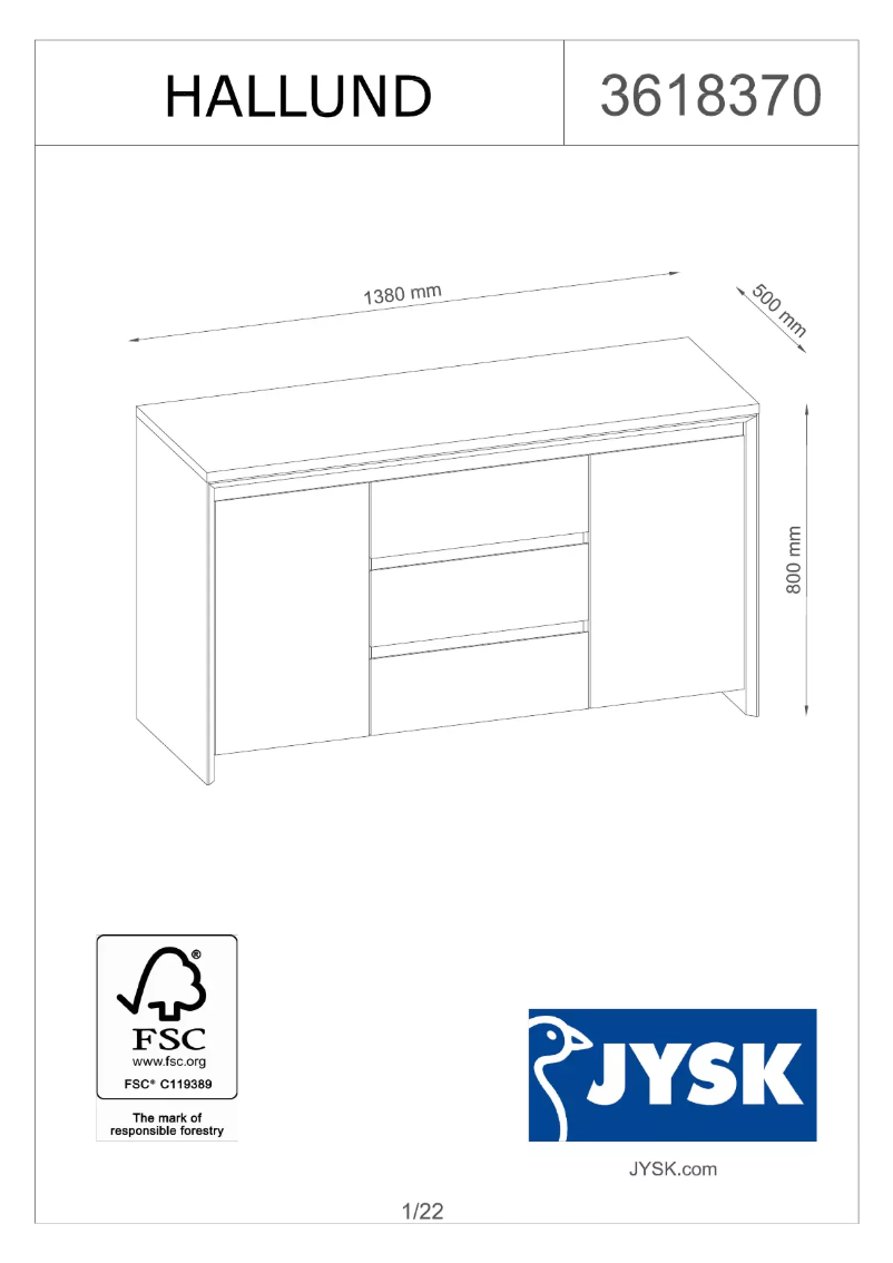 Page 1 de la notice Manuel utilisateur JYSK Hallung