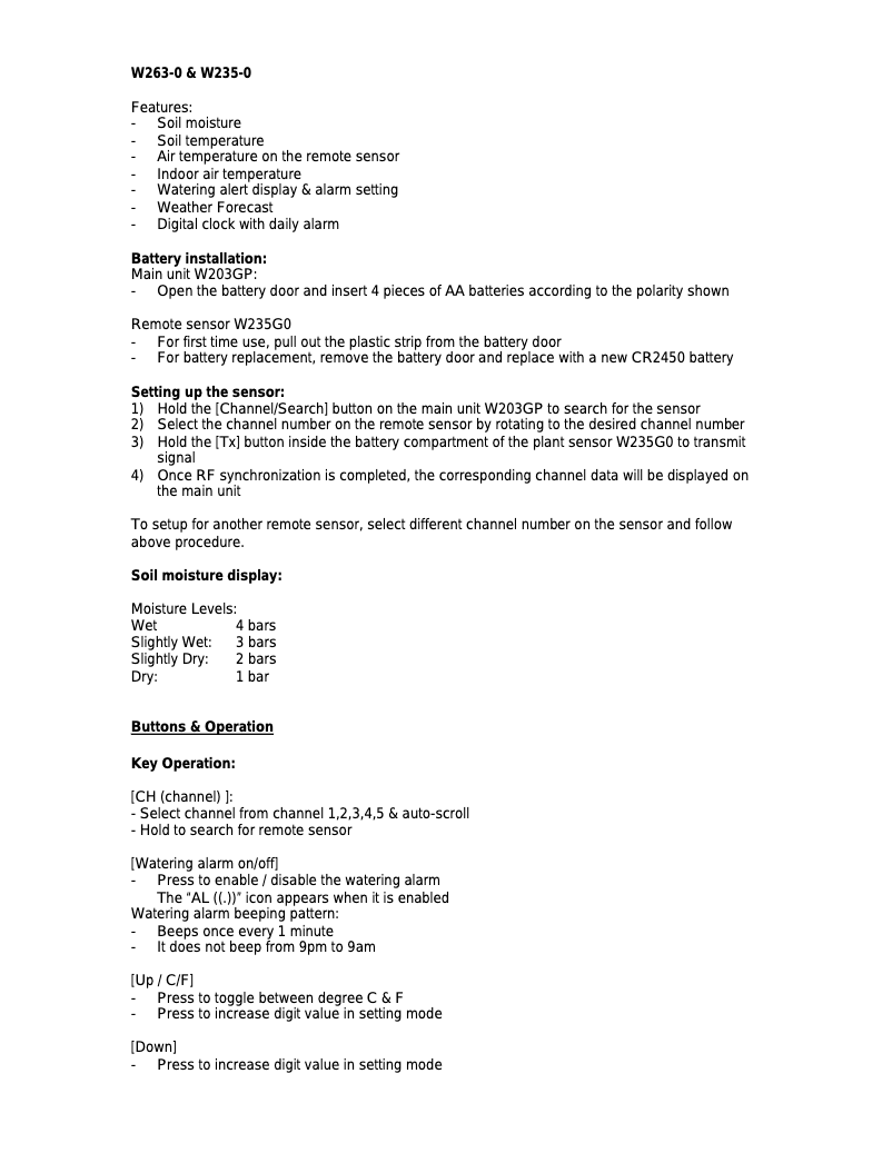 Page 1 de la notice Manuel utilisateur Ventus W235