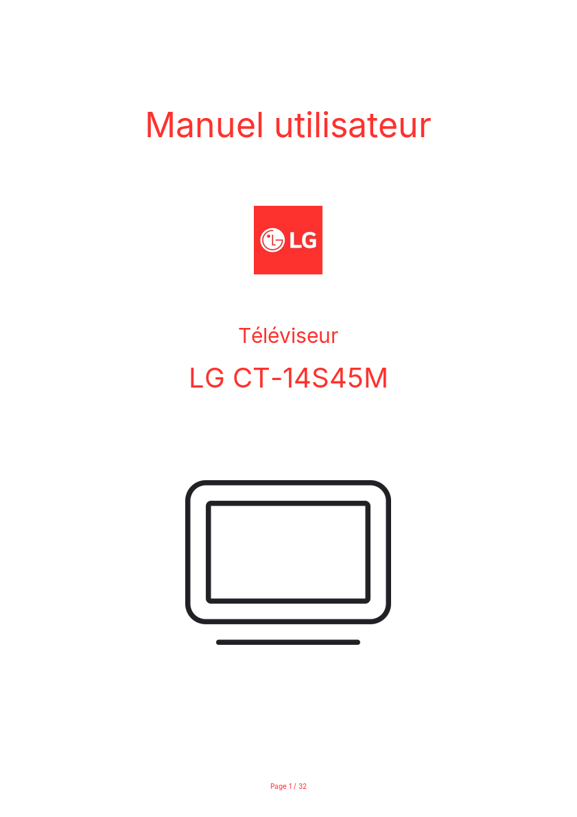Page n°1 - Manuel utilisateur LG CT-14S45M