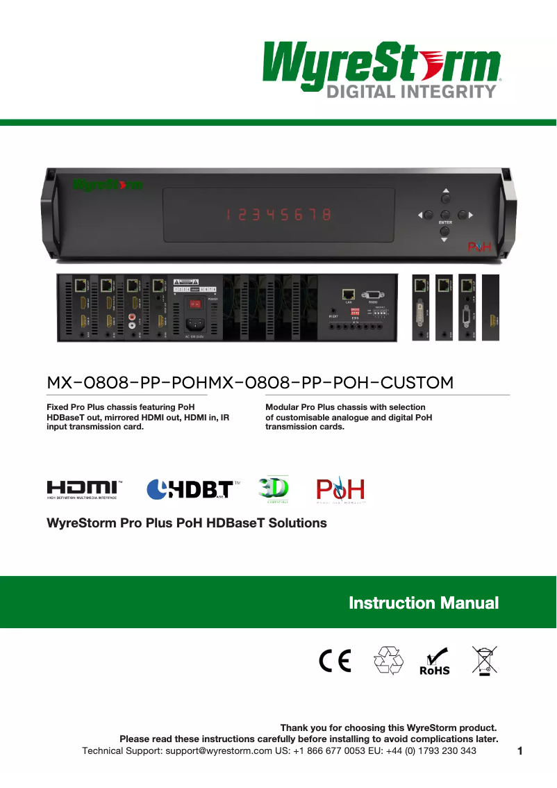 Page 1 de la notice Manuel utilisateur WyreStorm TX-POH-030