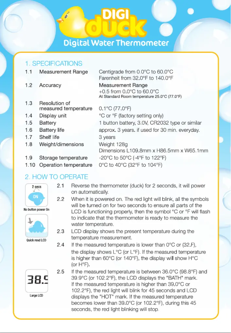 Page n°1 - Manuel utilisateur TensCare Digi Duck