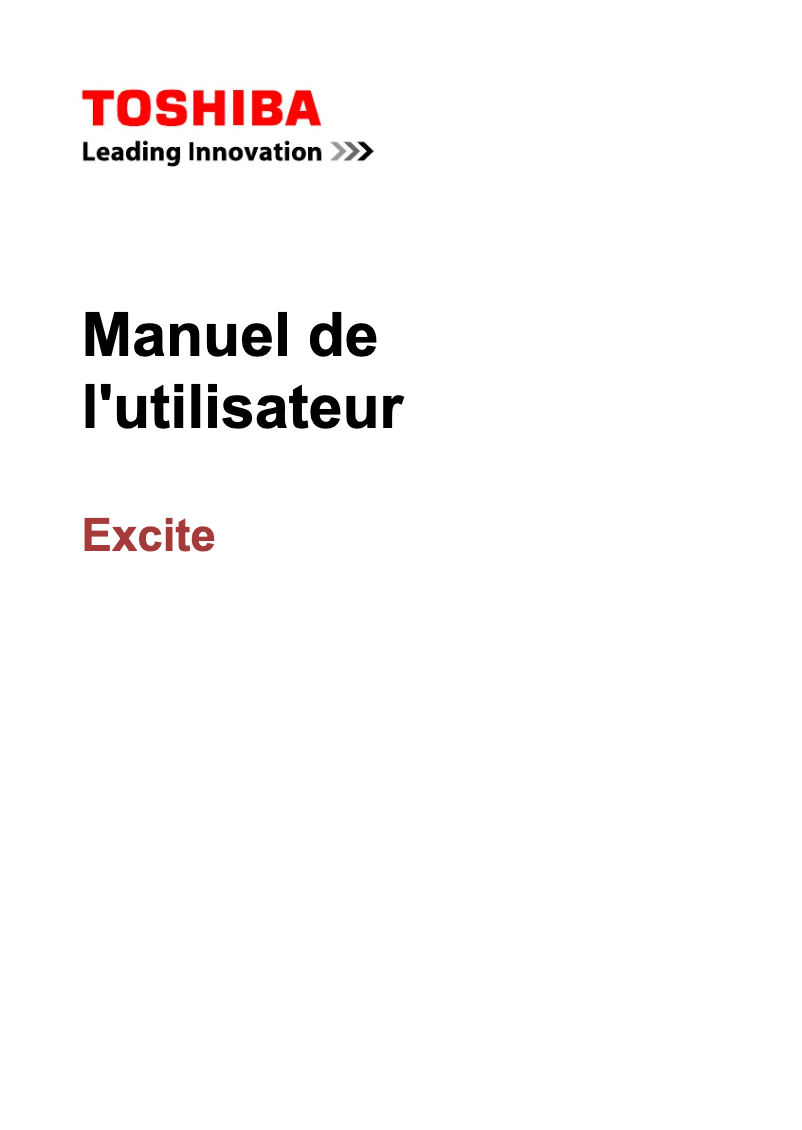 Page 1 de la notice Manuel utilisateur Toshiba Excite Pure
