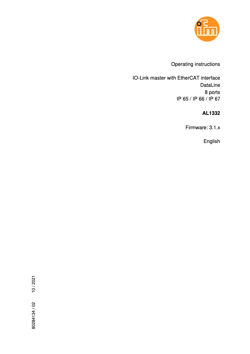 Page n°1 - Manuel utilisateur IFM AL1332