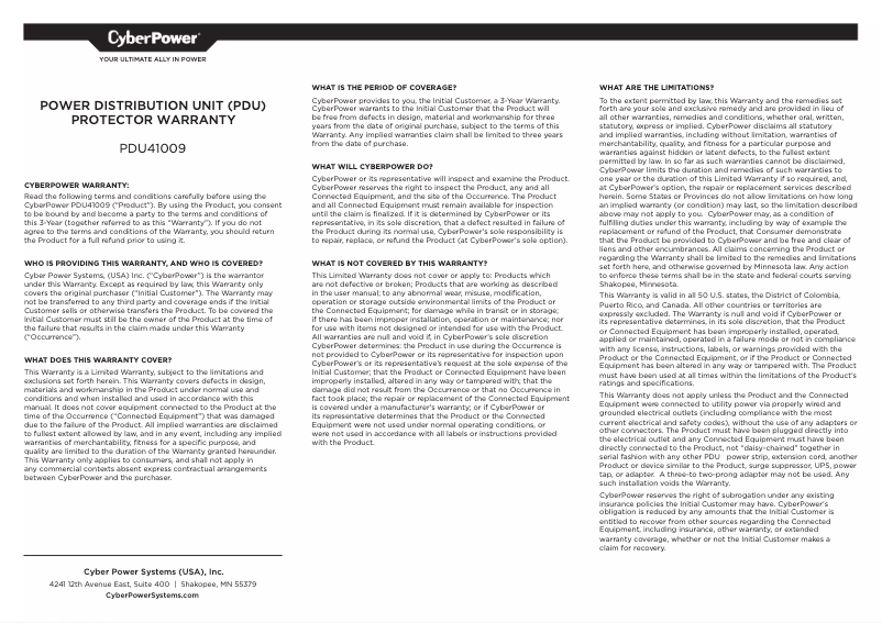 Imagen de la primera página del manual del dispositivo PDU41009