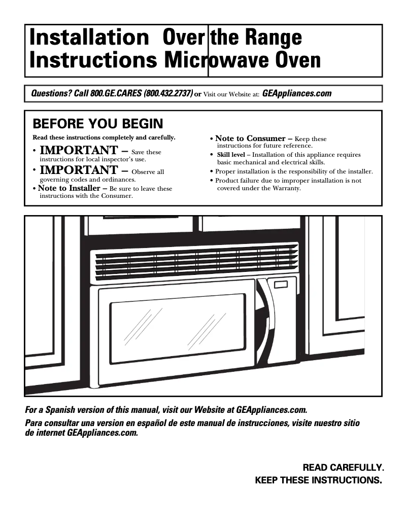 Page n°1 - Guide d'installation Hotpoint CounterSaver Plus RVM1435WH