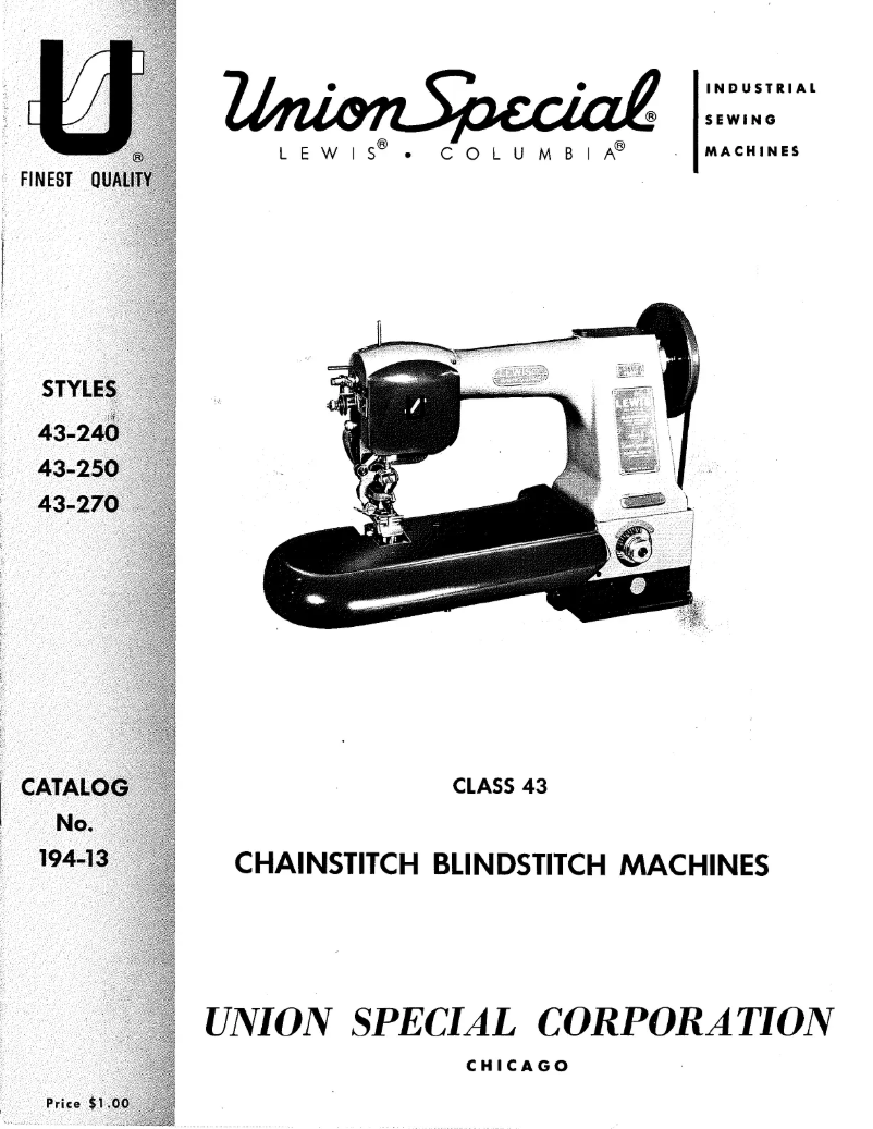 Page 1 de la notice Manuel utilisateur Union Special 43-270