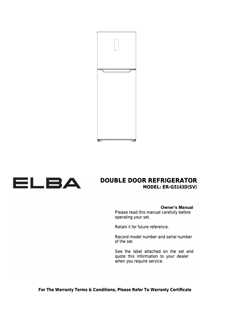 Page 1 of the manual User Manual Elba ULTIMO ER-G5143D(SV)