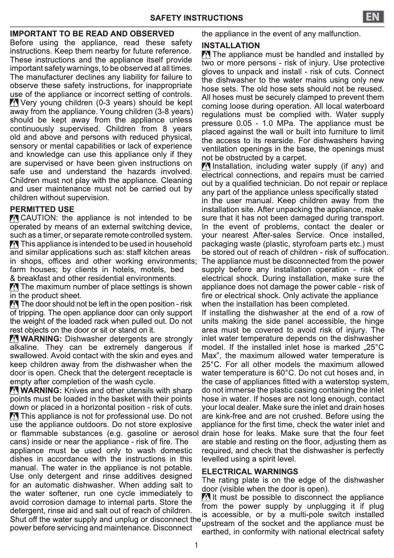 Image de la première page du manuel de l'appareil WSFE 2B19