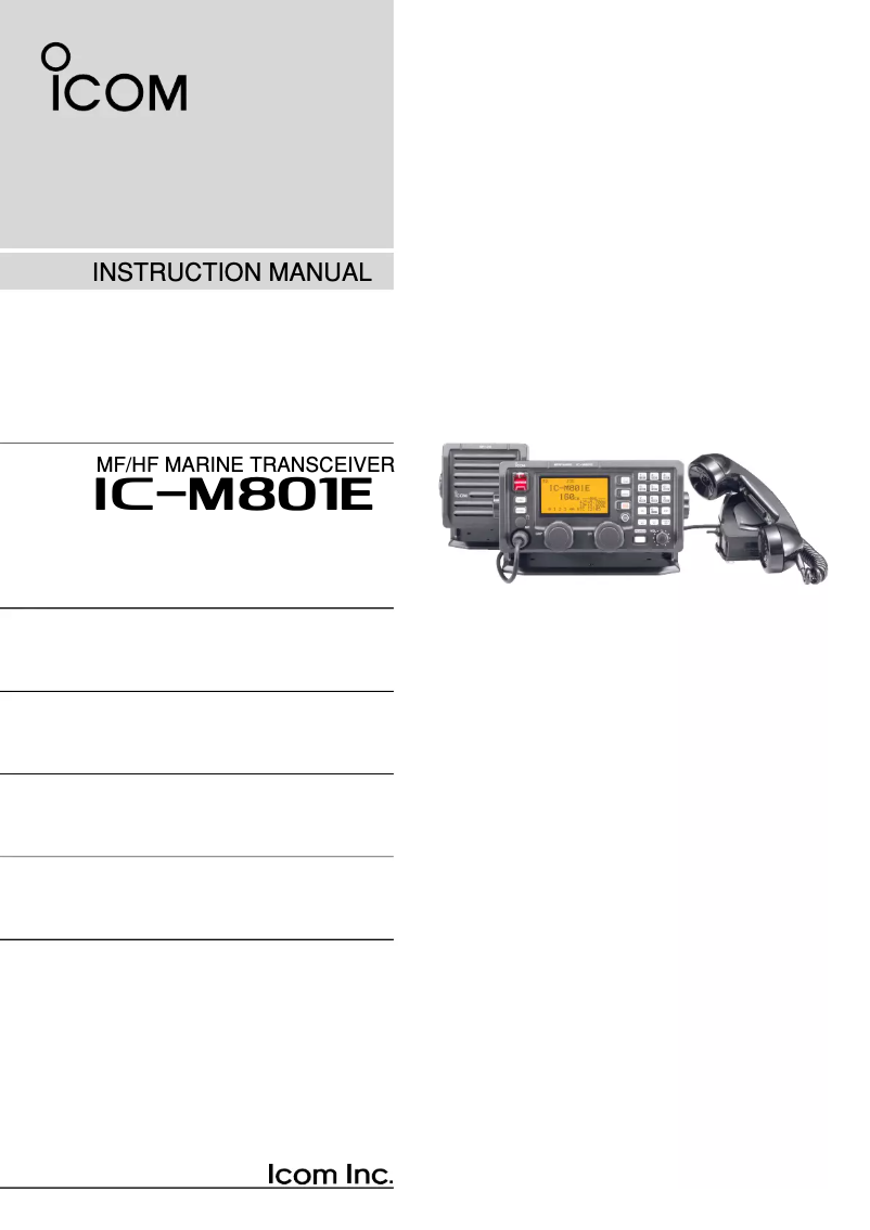 Page n°1 - Manuel utilisateur ICOM IC-M801E