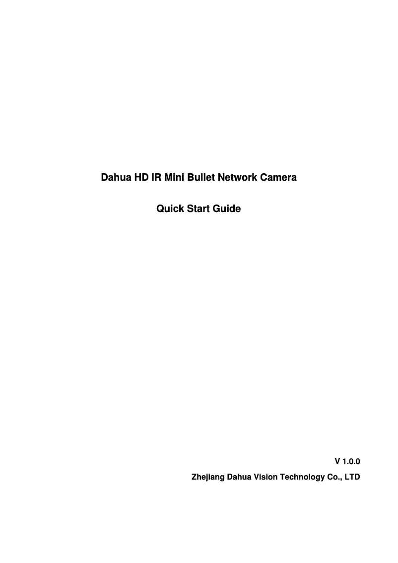 Page n°1 - Manuel utilisateur Dahua Technology Lite DH-IPC-HFW1831E-0280