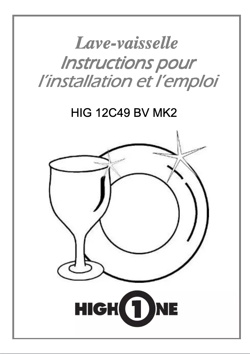 Page 1 de la notice Manuel utilisateur High One HIG 12C49 BV MK2