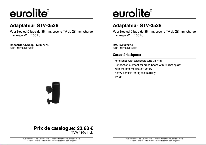 Página 1 del manual Ficha técnica Eurolite STV-3528