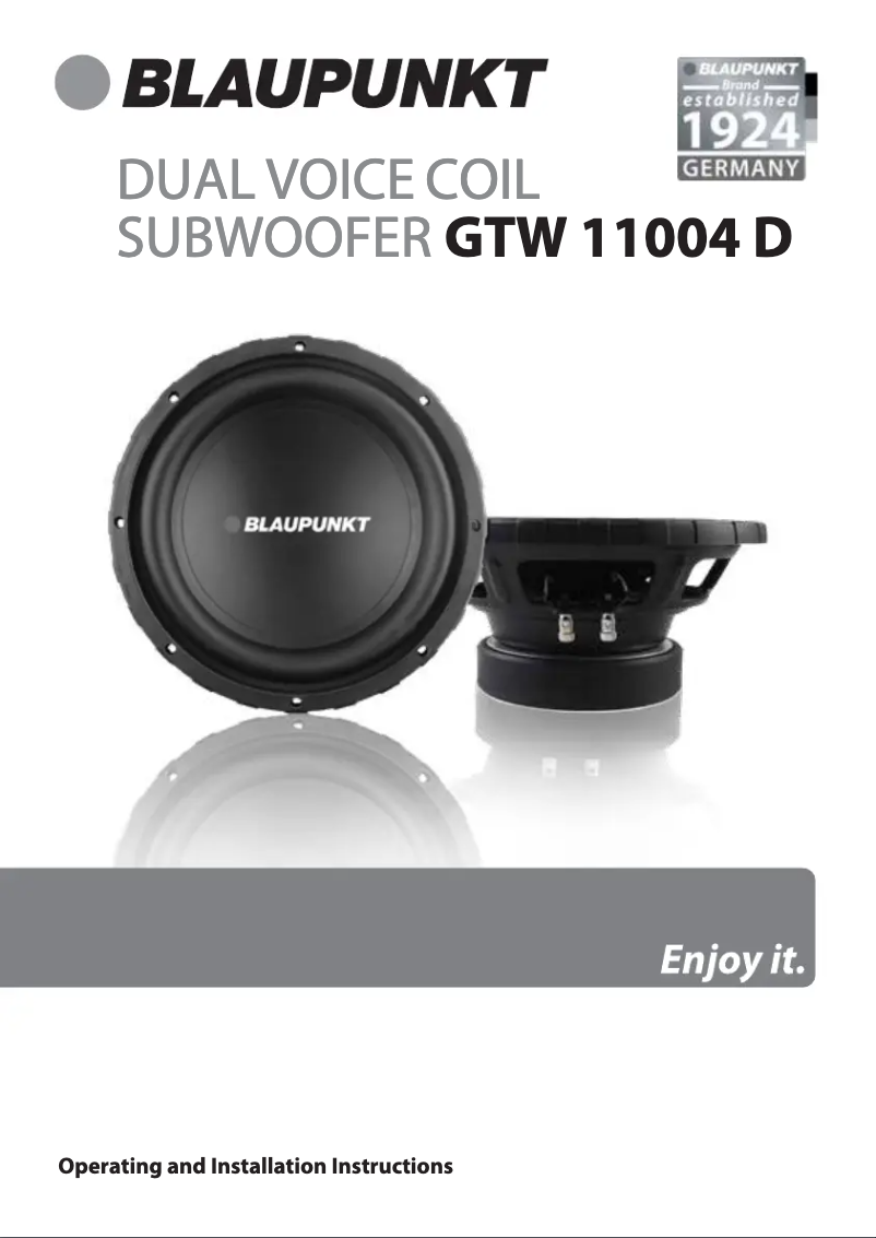 Página 1 del manual Manual de usuario Blaupunkt GTW 11004 D
