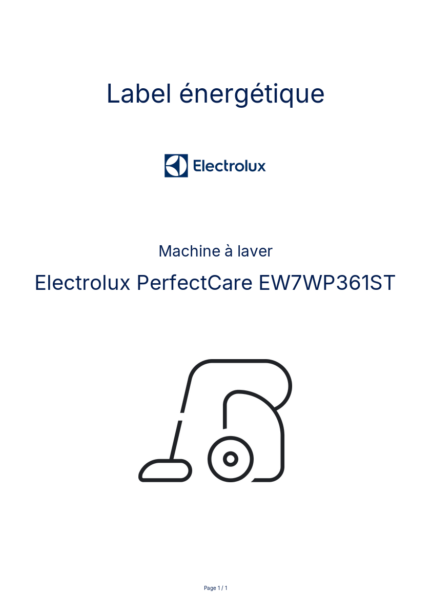 Image de la première page du manuel de l'appareil PerfectCare EW7WP361ST