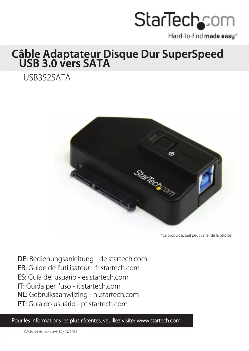 Image de la première page du manuel de l'appareil USB3S2SATA