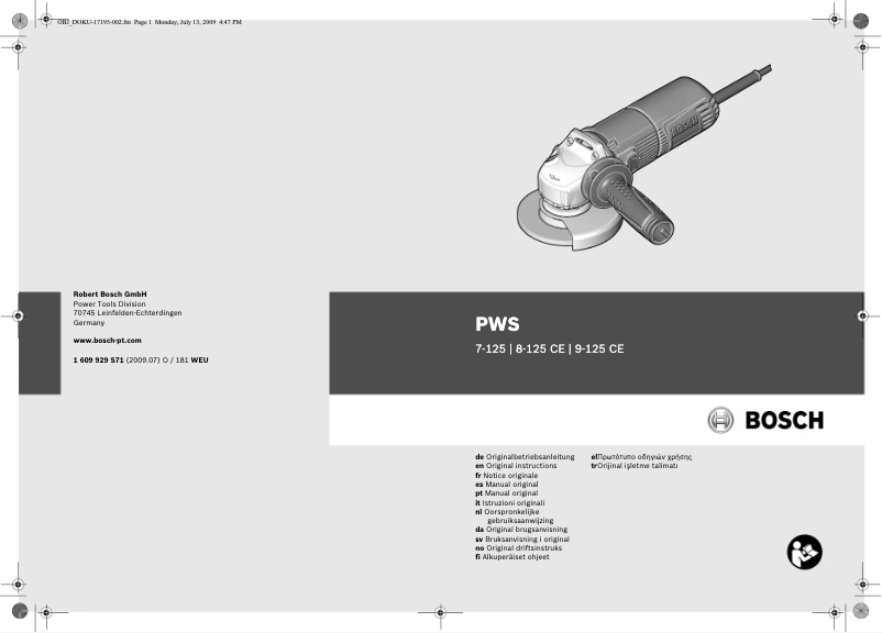 Image de la première page du manuel de l'appareil PWS 8-125 CE