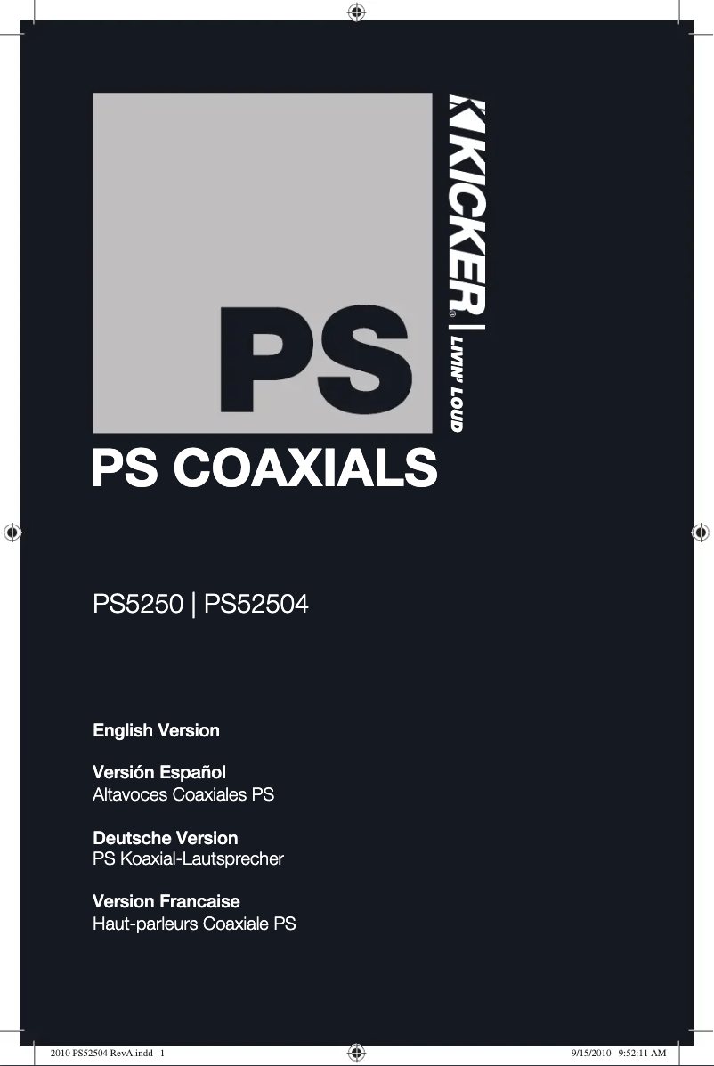 Page 1 de la notice Manuel utilisateur Kicker 10PS52504