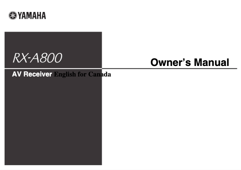 Image de la première page du manuel de l'appareil RX-A800