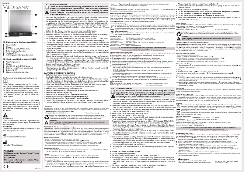 Page n°1 - Manuel utilisateur Medisana KS 230